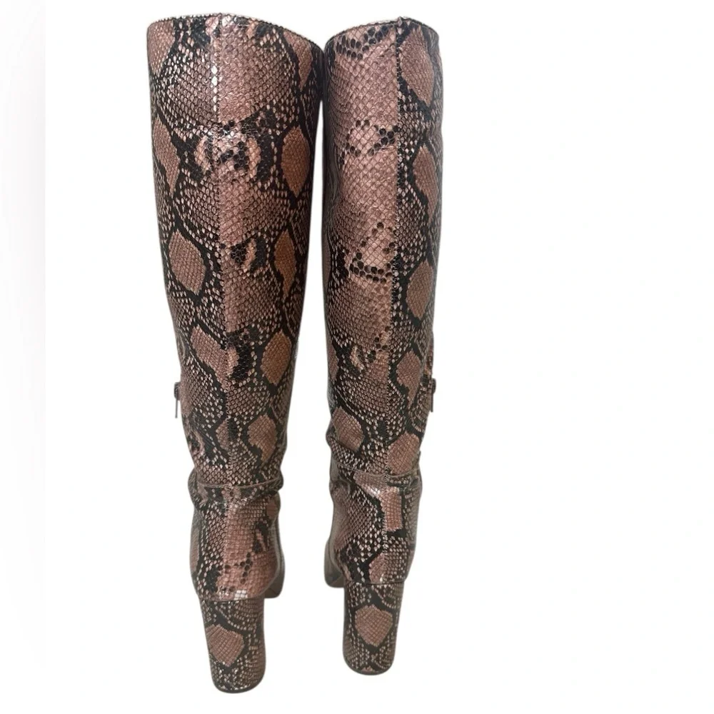 Giani Bernini Gianni Kellbie Snakeskin print leather block heel tall boots